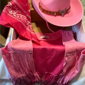 Pink Western Hat and Bandana Set